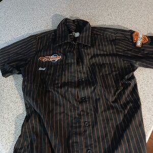 Harley-Davidson Black and Orange Pinstripe Men's Shirt
